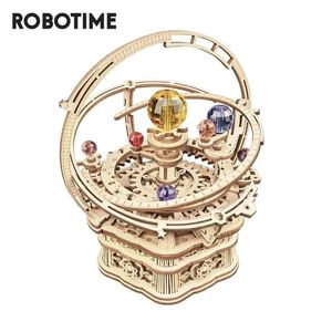 Bilar diecast modell robotime rokr 84 st rotertable diy 3d starry natt trämodell byggnad kit block montering musiklåda leksak gåva för ch