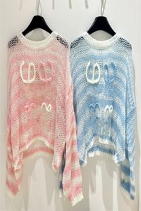Camisola feminina designer suéteres mulher manga longa mohair vintage camisola feminina inverno tripulação-pescoço lã arco-íris listrado malha jumper design roupas de luxo z6