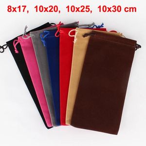 Caixas 50 pçs/lote Cordão Veet Bolsas para Parfum Celular Embalagem Sacos de Presente Retângulo 8x17 10x20 10x25 10x30cm Personalizar