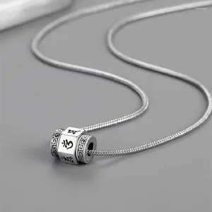 Chains Men's Necklace White Gold Color Mantra Pendant Charm 55cm Length Chain Jewelry For Male Hip-hop Style