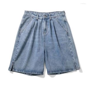 Men's Shorts Korean Style Summer Blue Baggy Short Jeans 2024 Streetwear Wide Leg Denim Black Male Brand