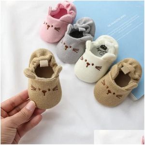 First Walkers Cartoon-Babyschuh für 0–1-jährige Säuglinge und Kleinkinder, der nicht von gestrickten Wollschuhen abfällt, Pre-Step-Drop-Lieferung für Kinder Dherb