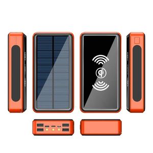 Banks 80000mAh Wireless Solar Power Bank Portable Phone Fast Charging External Charger PowerBanks 4 USB LED Lighting for samsung smart