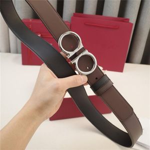 2023 Designerbälten Plain Reversible Belt för män Kvinnor Svart guld Silver Buckle Fashion Luxury Leather Waistband204h