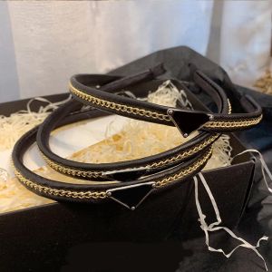 Estilo simples designer triângulo invertido fino headbands faixas de cabelo para menina marca dos homens das mulheres p carta bandana cabeça envoltório acessório de cabelo