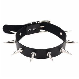 Black Spike choker belt collar women pu leather goth choker necklace for women party club chocker Sexy gothic jewelry233F