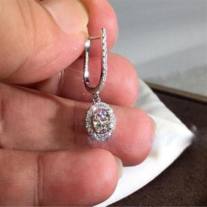 Choucong Unikalny projekt luksusowy biżuteria 925 Sterling Srebrny okrągły krój biały topaz cZ Diamond Schły Klips Kodek