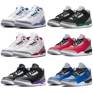 Sapatos de basquete 3 homens mulheres sapatos esportivos planos jumpman 3s preto cimento cardeal vermelho legal cinza real puro branco racer azul atlético tênis de caminhada