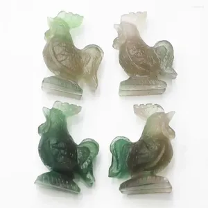 Pendant Necklaces Green Fluorite Rooster Carving Crystal Gem Chicken Statue Artifact Decoration Guardian Fashion Gift Home Accessories