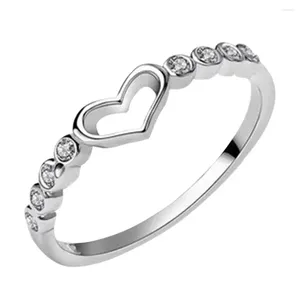 Pierścienie ślubne miłośnik prezentu moda stylowa kobiety pierścień wbudowany na kryształ rocznicowy randki biżuteria w kształcie serca Rozmiar 5