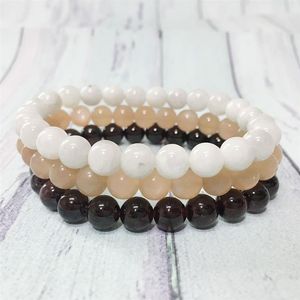 MG0315 8 MM Moonstone Garnet Armband Set Natural Sunstone Energy Armband High Quality Balance Chakra Gem Stone Armband297R