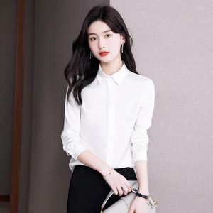 Women's Blouses KRCVES Spring Autumn And Winter Professional Wear Pure Color Long-Sleeved Shirt Korean Fashion Lapel Versatile Top