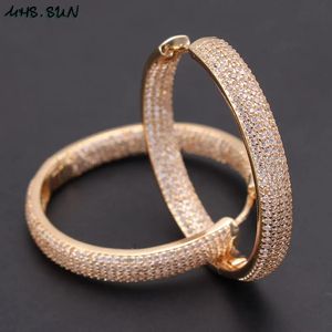 Sun Aaa Zircon Hoop Brincos para Mulheres Cor Dourada Círculo Redondo Brinco Festa de Casamento Presente de Noivado Venda Quente