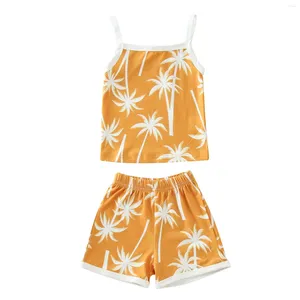 Kläder sätter pojkar hängslen set outfit född spädbarn flickor kläder sommar ärmlös blommig strandband t shirt väst pojke gåva baby