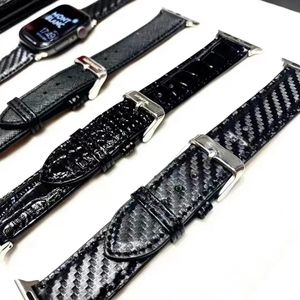 Rems MB läderrem för Apple Watch Band SE 7 44mm 42mm 40mm 38mm smart armband Watchband på IWatch Band för Series 7 6 5 4 3 2