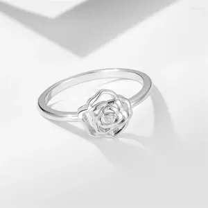 Cluster-Ringe, 925er-Sterlingsilber, Kamelienblüten-Ring für Damen, überzogen mit K-Gold, Modeschmuck, Geschenk, Versand innerhalb von 72 Stunden