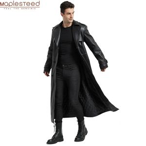 Jackor Ultra Long Men Leather Coat Quilted 100% Natural Cowhide Male Leather Trench Winter Euro US Size Sleeve 6669 Bröst 106 ~ 130 M464