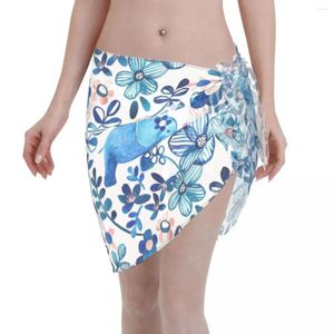 Women's Swimwear Sexy Women Chiffon Pareo Scarf Elephant And Floral Beach Cover Up Wrap Kaftan Sarong Skirt Swimsuit Bikini Cover-Ups