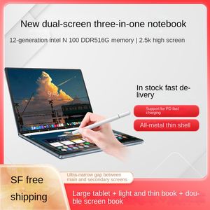 Nuovo 2023,12 generazione N100 Notebook leggero con scheda grande Notebook doppio schermo Touch Screen Computer portatile Mid