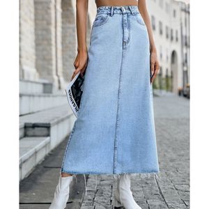 Women's clothing, European and American INS casual trend, high waisted slimming, versatile A-line denim skirt for women