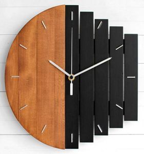 スリエントキシロフォンの木製壁時計モダンデザインビンテージ素朴なぼろぼろの時計静かなアートウォッチホームデコレーション8233245