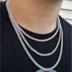 Fabryczne hurtowe 5 mm Bagieette Cut Sterling Sier VVS Moissanite Miami Cuban Link Chain