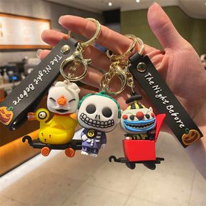 Jul Eve Horror Night Doll Keychain PVC Halloween Söt 3D -modell skelettuttag ryggsäck hänge