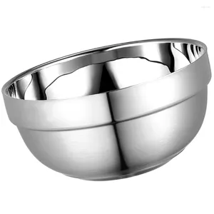 Bowls Ramen Bowl Stainless Steel Double-layer Insulated Instant Noodle Rice Soup (12cm Thick Platinum Bowl) 2pcs Daily Use Student