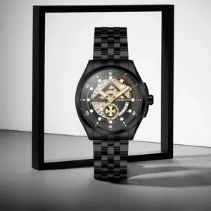 腕時計のプロキシカレンダー独立回転中古のメンズウォッチスチールバンドQuartzファッショントレンドビジネス