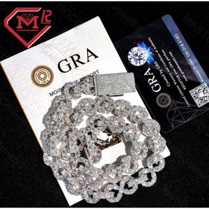 Iced Out Infinity Hiphop Single Row Sterling Sier Moissanite Cuban Link Chain