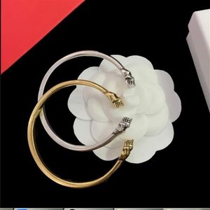 Pulseira dupla de cabeça de caveira, bracelete punk dourado e prateado para homens e mulheres, abertura gótica, esqueleto aberto para casal, pulseira de casamento estilo mbgf02 hi270v