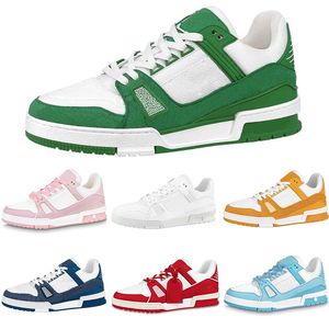 2024 Designer Sneaker Virgil Trainer Casual Shoes Calfskin Leather Abloh Green and or Red Blue Letter Overlays Platform Low Sneakers 36-45