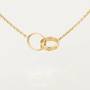 High Edition Classic Designer Double Ring Diamond Pendant Love Necklace For Women Girls Double Loop Charms 316L Titanium Steel Wedding Jewelry Collier Collier