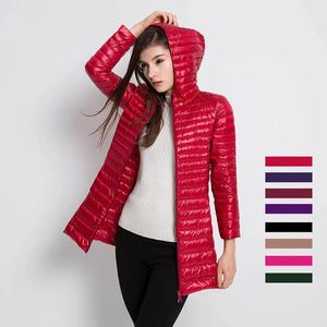 Jackets Winter Ultra Light Long Womens Down Jacket Duck Down Coat Jacket Slim Hooded Parkas Women Feather Jacket Warm Coat Casaco Femini