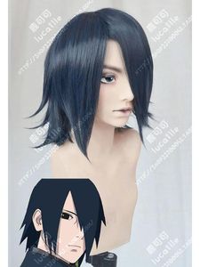 Peruker naruto filmen uchiha sasuke darkblue svart cosplay hår peruk