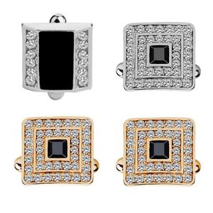 Abotoaduras de strass quadradas de cristal, para camisas, abotoaduras para homens, abotoaduras francesas, casamento, dia dos pais, presente de natal2645