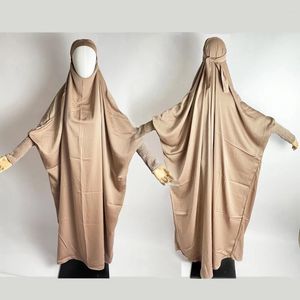 Ethnic Clothing Women Muslim Jilbab Ramadan One-piece Prayer Garment Dress Hooded Abaya Elastic Sleeve Islamic Dubai Saudi Robe Turkish