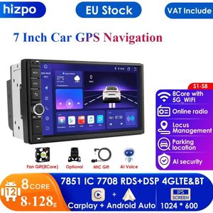 8G+128G 7INCH AUTORADIO CARPLAY 2 DIN 안드로이드 자동 자동차 라디오 GPS를위한 유니버설 스테레오 멀티미디어 플레이어 내비게이션 헤드 유닛 RDS