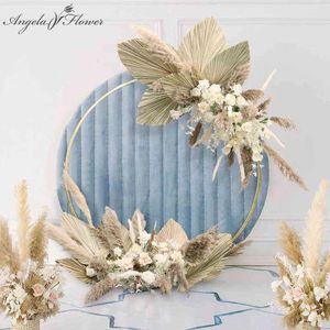 Wreaths Custom Corner Flower Runner Natural Dried Plants Pampas Grass Wedding Arch Decor Flower Arrangement Wall Event Layout Flower Row 2