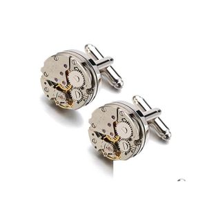 Cuff Links Real Tie Clip Non Functional Watch Movement Cufflinks For Men Stainless Steel Jewelry Shirt Cuffs Cuf Flinks Whole2270425 Dhtbl