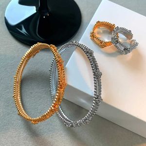 Designer Jewelry Luxury Bracelet VCF Kaleidoscope 18k Gold Van Clover Bracelet with Sparkling Crystals and Diamonds Perfect Gift for Women Girls NOL2