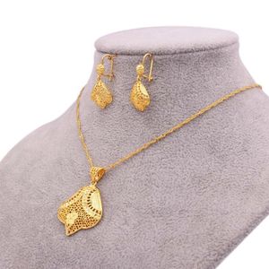 Necklace earrings set 18K gold Color jewelry sets African women bridal Dubai wedding jewellery wife gifts party Ornaments219n