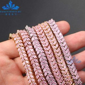 Groothandel Roze Peervorm 8mm Moissanite Tennis Chain Dropshipping Iced Out Ketting Zilver Vvs Diamant Mannen Vrouwen Fijne Sieraden b