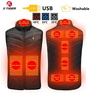 Jackor Xtiger 9/2 Platser uppvärmd jacka Män kvinnor USB Electric Thermal Warm Hunting Coat Winter Outdoor Camping Vandring Uppvärmd väst