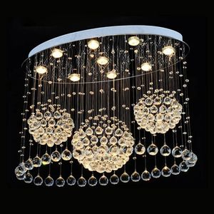 Lampadari di lusso con gocce di pioggia Luci di cristallo Lampadario di cristallo moderno a sfera Lampada da soffitto a LED per la casa