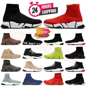 Freizeitschuhe Luxus Speed Trainer 1.0 Socke Herren Stiefel Slip-On Triple-S Schwarz Weiß Rot Plateau Loafers Flache Sohle glänzend gestrickt Designer Booties Speed 2.0 Damen Dhgate