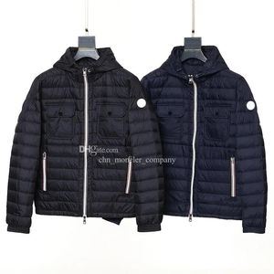 Parkas, Brust, Doppeltaschen, leichte Herren-Daunenjacke, Winter-Daunenjacke mit Kapuze, Armabzeichen, warmer Mantel, lässige Pufferjacke, Größe 15