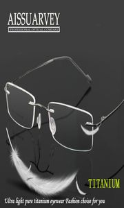 Occhiali da vista da uomo Montature in titanio Occhiali da vista sottili senza montatura di marca di moda Occhiali da vista Occhiali flessibili di alta qualità8090094