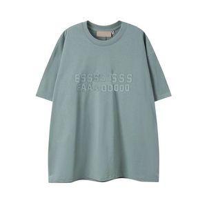 コットンTシャツの男性デザイナーTシャツ夏の丸い首3次元のレターロゴ穏やかな乳白色の短袖ファッションルーズカジュアル女性Tシャツ