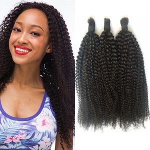 Bulks Cambodian Afro Kinky Human Hair Bulk 3 Bunds Natural Color Curly Braiding Hair Bulk For Black Women Fdshine